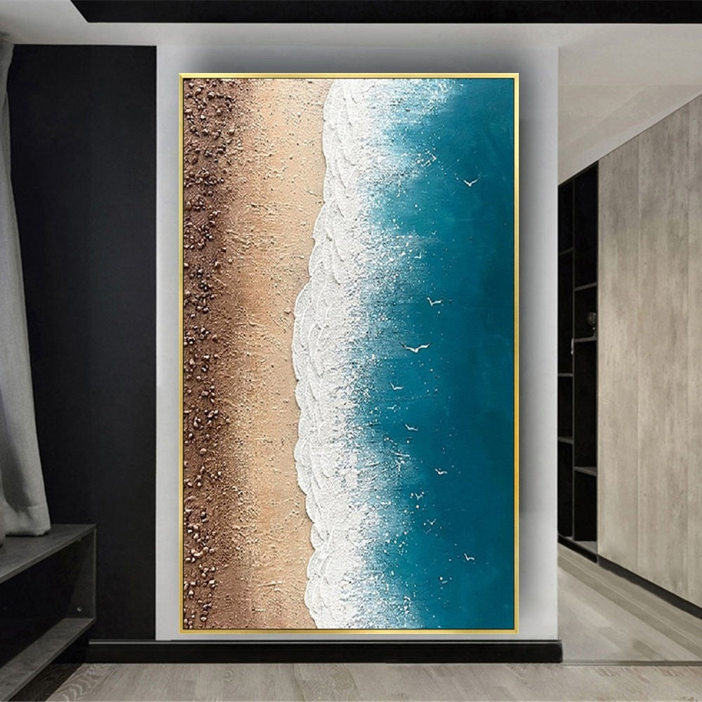 Handmade Oil Painting Modern Living Room Deco Interior Sea View Picture