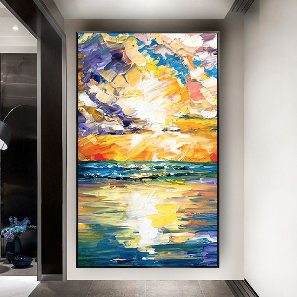 Modern Interior Wall Decor Picture Seaside Sunrise Mural Handmade