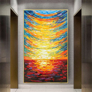 Modern Interior Wall Decor Picture Seaside Sunrise Mural Handmade