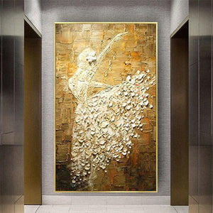 Modern Handmade Oil Painting Abstract Ballet Show Art