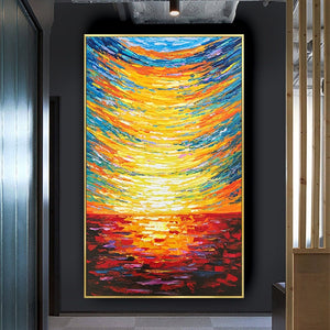 Modern Interior Wall Decor Picture Seaside Sunrise Mural Handmade