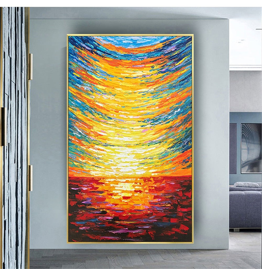 Modern Interior Wall Decor Picture Seaside Sunrise Mural Handmade