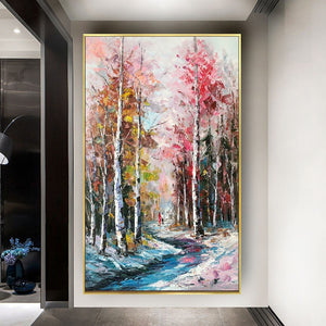 Oil Painting Landscape Wall Art Picture Indoor Birch Forest Mural