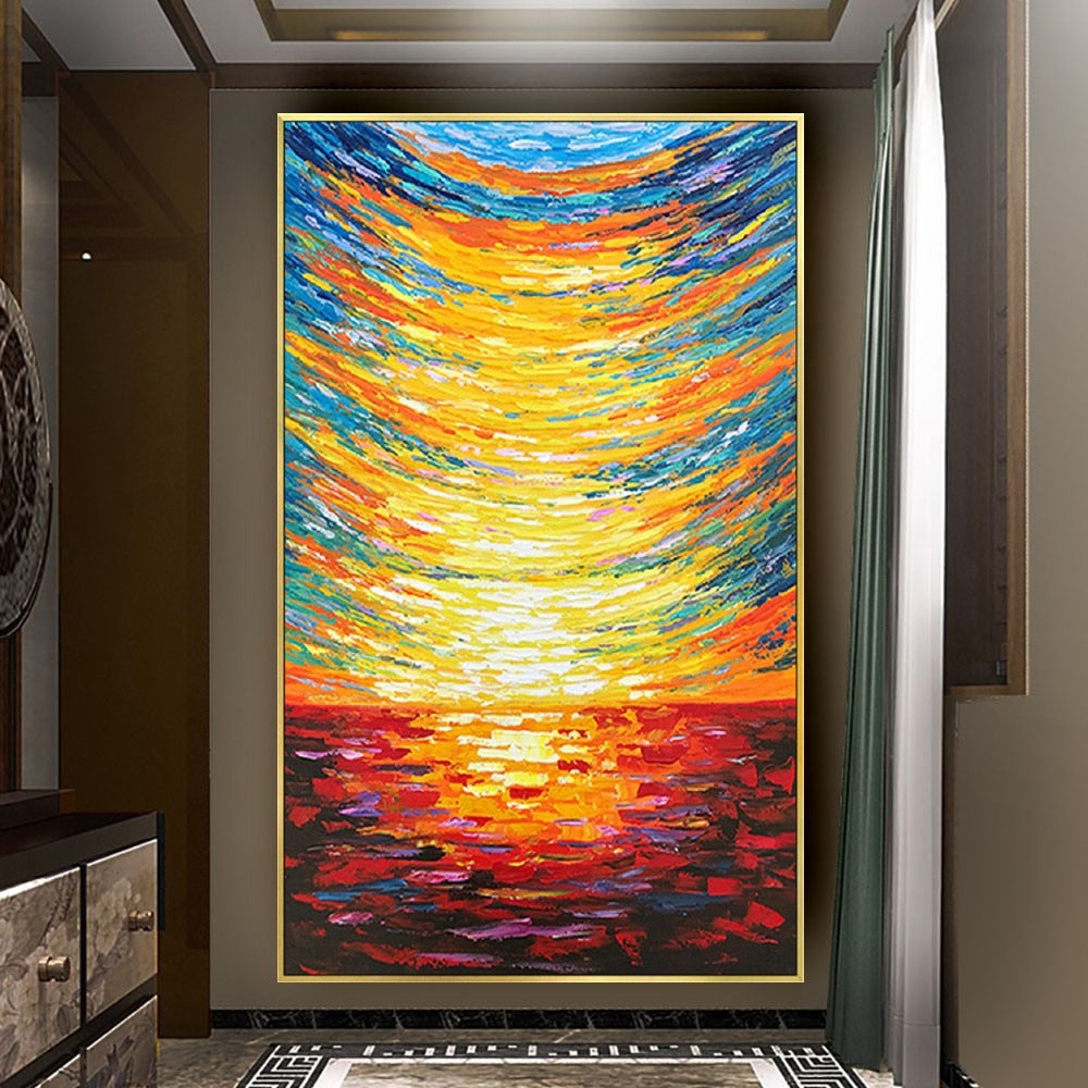 Modern Interior Wall Decor Picture Seaside Sunrise Mural Handmade