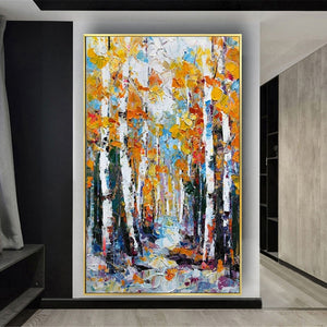 Oil Painting Landscape Wall Art Picture Indoor Birch Forest Mural