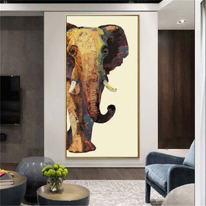 Oil Painting On Canvas Thick Knife Wall Art Picture Color Elephant Poster