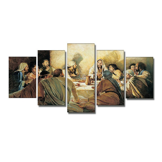 5pcs Set Abstract The Laster Supper Canvas Painting Figure Posters And Prints Wall Art Pictures