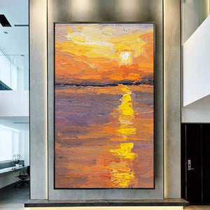 Modern Interior Wall Decor Picture Seaside Sunrise Mural Handmade