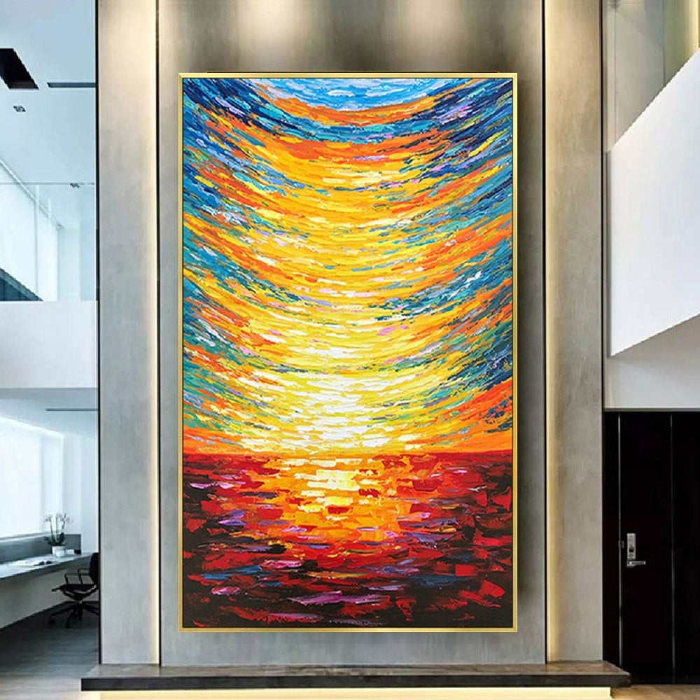 Modern Interior Wall Decor Picture Seaside Sunrise Mural Handmade