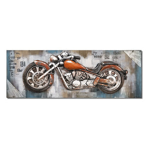 Abstract 3D Retro Motorcycle Oil Painting Printed On Canvas Motor Posters