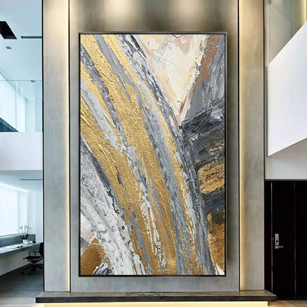 Handmade Canvas Oil Painting Abstract Gold Foil Thick Texture Cuadros