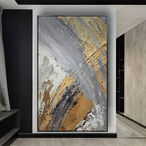 Handmade Canvas Oil Painting Abstract Gold Foil Thick Texture Cuadros