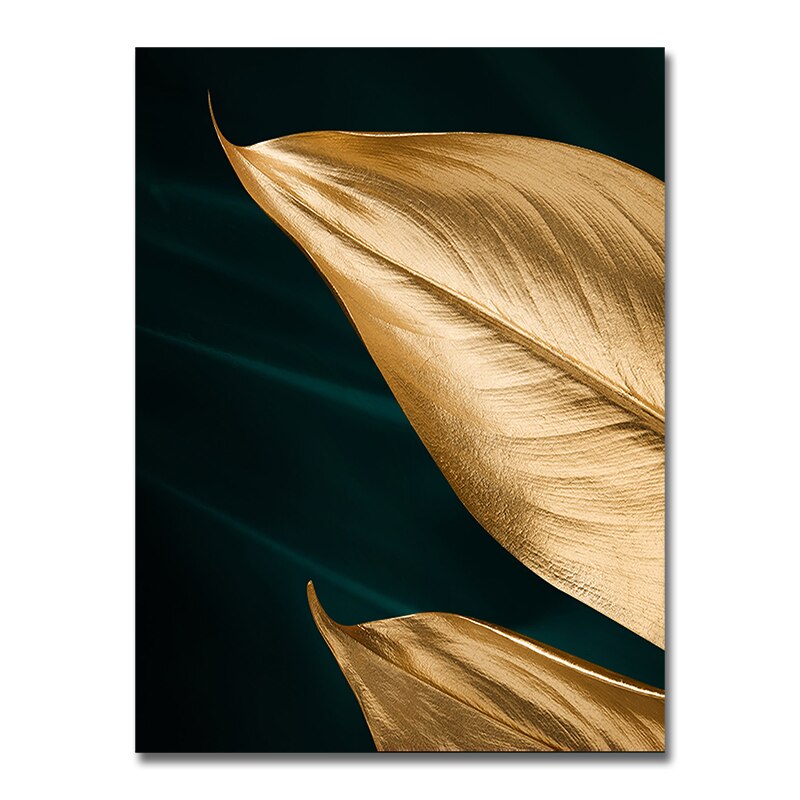 Abstract Golden Pineapple Canvas Painting Modern Nordic Golden Leaves Posters