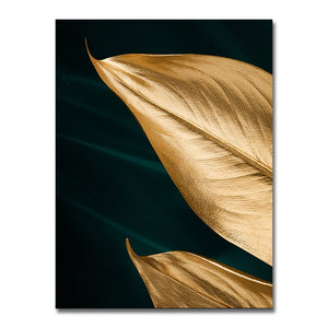 Abstract Golden Pineapple Canvas Painting Modern Nordic Golden Leaves Posters