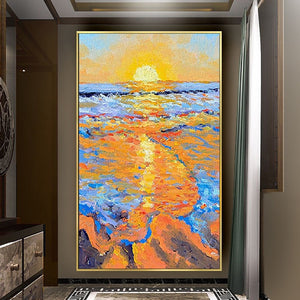 Modern Interior Wall Decor Picture Seaside Sunrise Mural Handmade