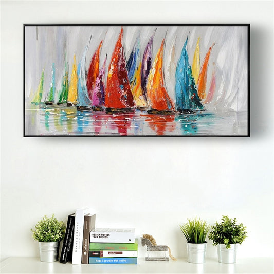 Oil Painting On Canvas Picture Colorful Harbor Landscape Wall