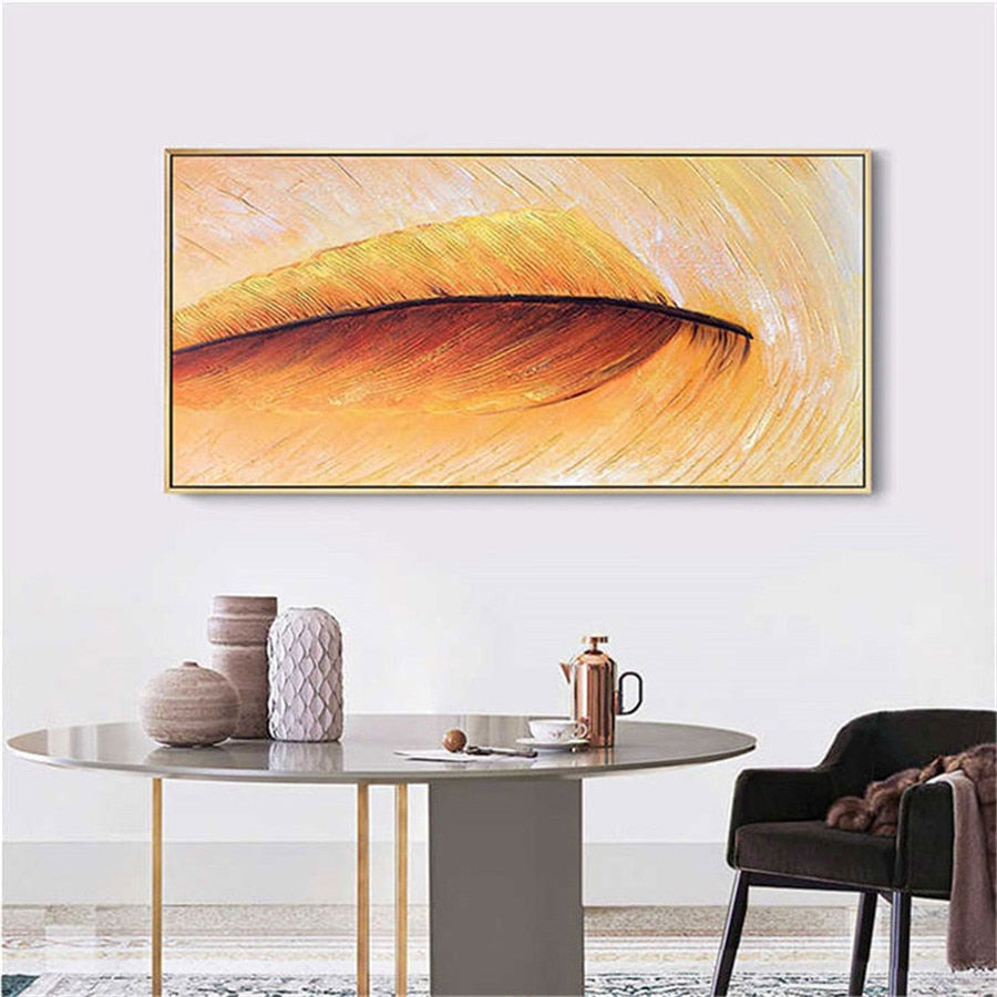 Hand painted modern Oil Painting on canvas gold leaf picture