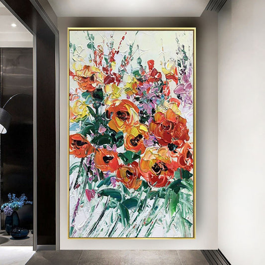 Palette Knife 100% Handmade Flower Oil Painting on Canvas Wall Art indoor
