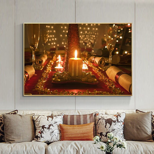Candlelight Dinner Wine Glass Scandinavia Posters and Prints Modern Landscape Canvas