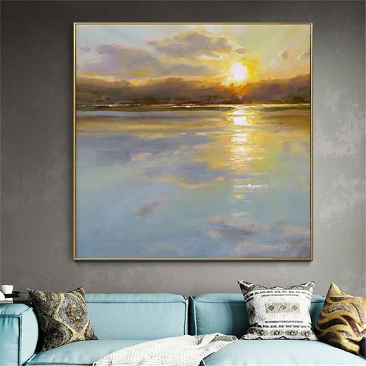 Art Canvas Paint For Living Room Restaurant Decor Painting Lake Sunset Art