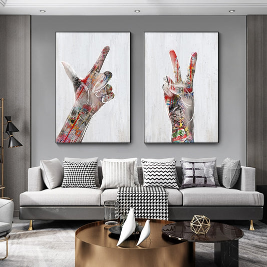 LOVE Hands Canvas Painting Posters and Prints Colorful Street Graffiti Art Cuadro