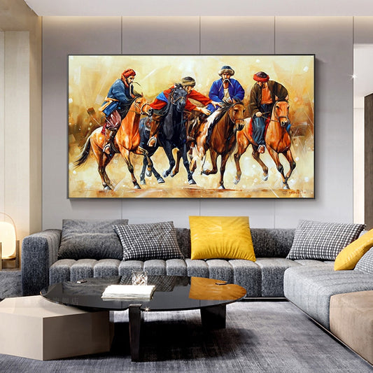 Four Horses Wild Animals Canvas Art Painting Posters and Prints Scandinavian