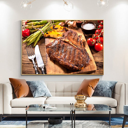 Kitchen Canvas Painting Variety of steak Cuadros Scandinavian Posters and Prints Wall