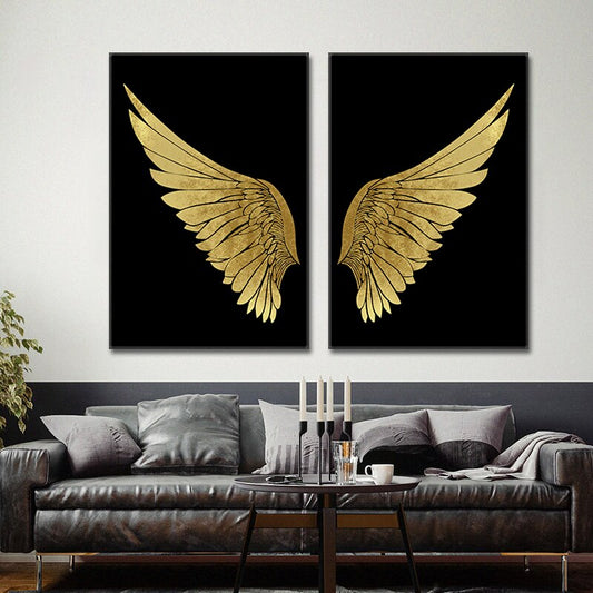Abstract Gold Wings Canvas Painting ScandinavianWall Art Posters and Prints Minimalist