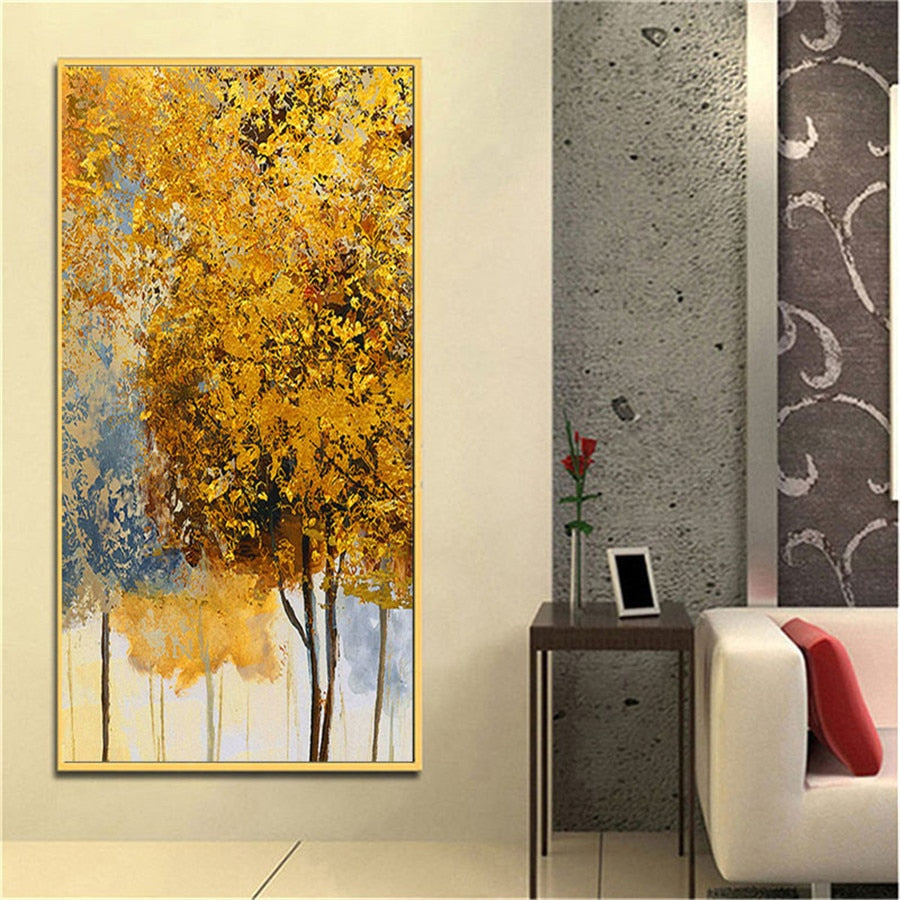 Hand painted modern abstract money tree canvas wall art oil painting