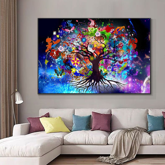 Abstract Colorful Life Tree Canvas Painting Modern Nordic Flowers Plant Posters
