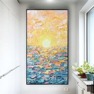New Style Ocean Sunset Hand-Painted Artwork Modern Home