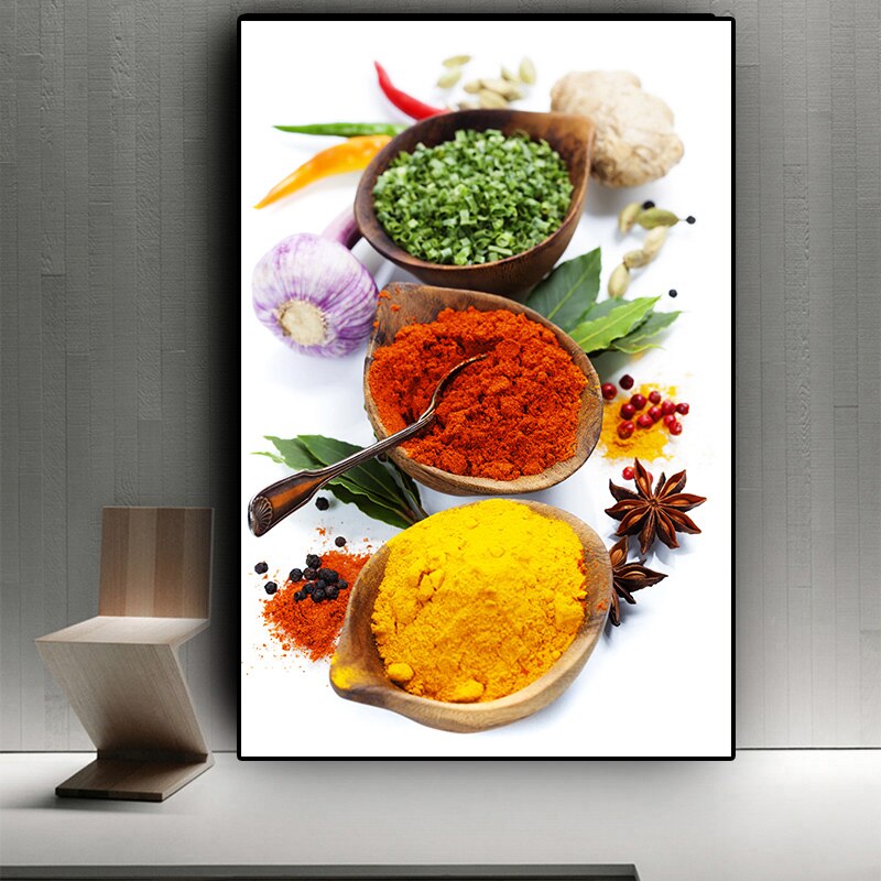 Grains Spices Peppers Spoon Cooking Canvas Painting Cuadros Posters and Prints Kitchen