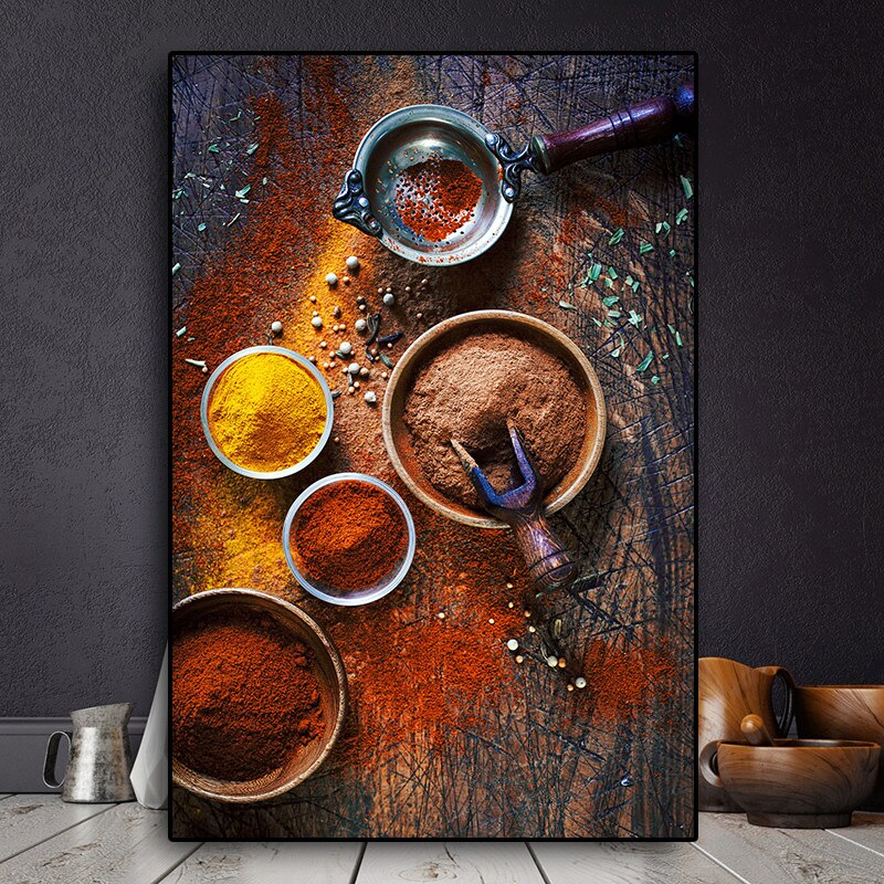 Grains Spices Peppers Cooking Canvas Painting Cuadros Scandinavian Posters