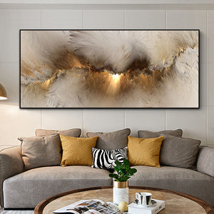 Abstract Grey Yellow Cloud Canvas Painting Wall Picture Nordic Landscape Posters