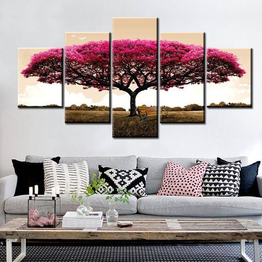 5 panel Abstract Trees Painting Landscape Posters and Prints Cuadros Wall Art Pictures