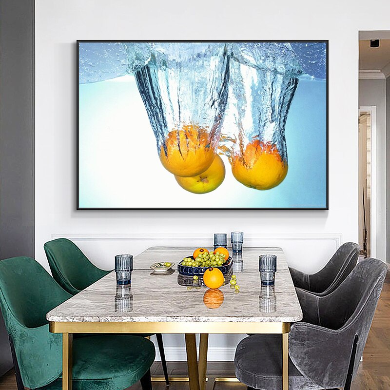 Yellow Lemon in Water Kitchen Food Canvas Painting Cuadros Scandinavian Posters and Prints