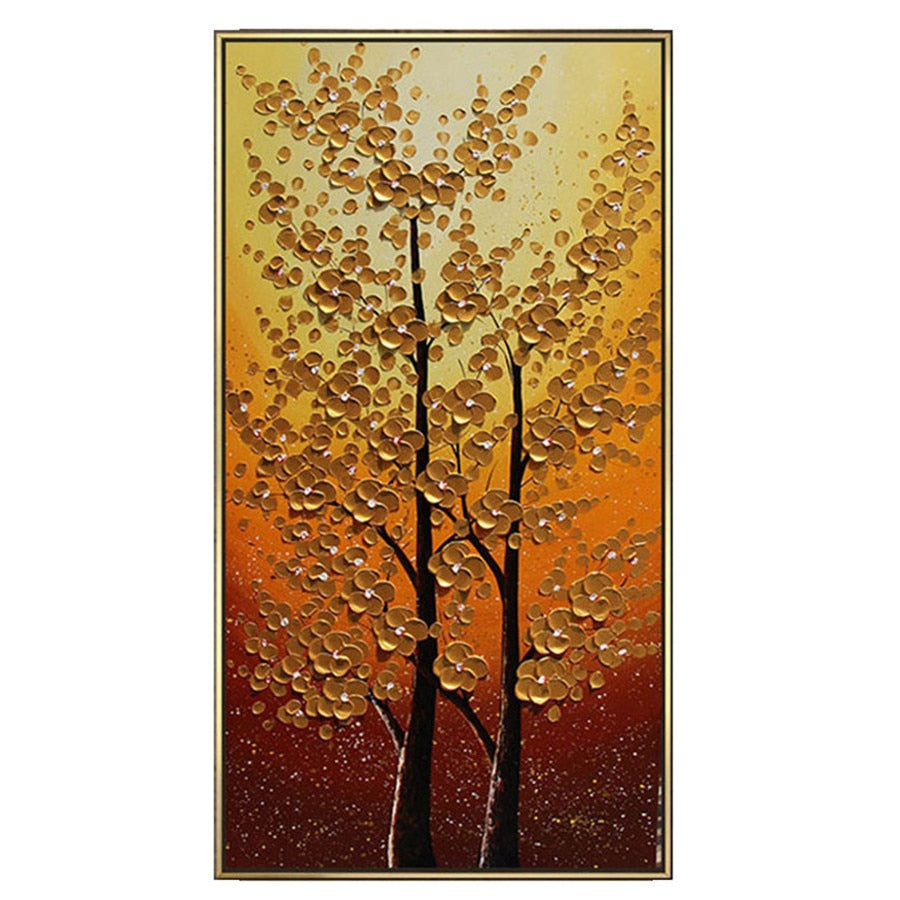 Hand Painted Knife Oil Painting On Canvas Tree Landscape