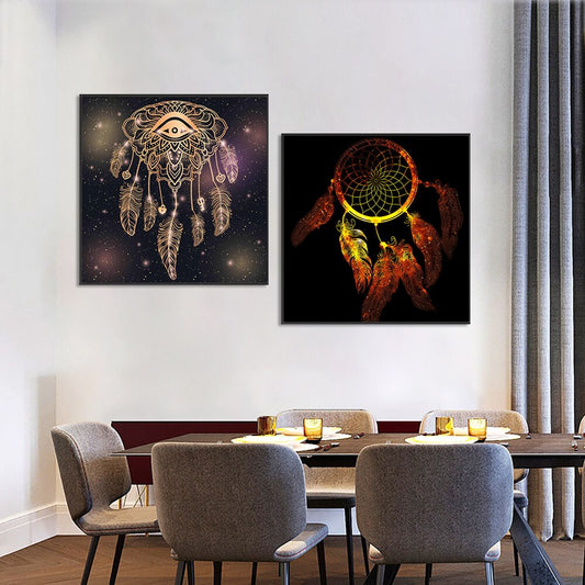 Abstract Dream Catcher Painting On Canvas Nordic Feather Wall Art Picture Prints