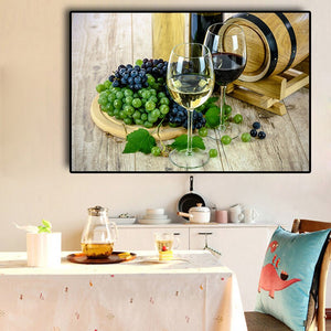 Wine Glass Grape Canvas Painting Posters and Prints Scandinavian Modern Nordic Wall Art