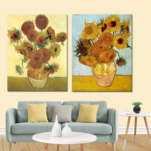 YWDECOR Vincent Van Gogh Golden Sunflower Poster Print  Floral Vase Oil Painting