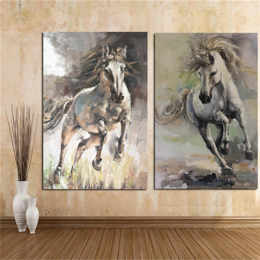 Print Vintage Abstract Horse European Oil Painting Animal on Canvas Poster Modern