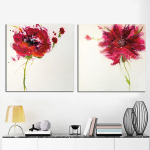 Red Flower Abstract Oil Painting on Canvas Posters and Prints Modern Canvas Art Minimalist