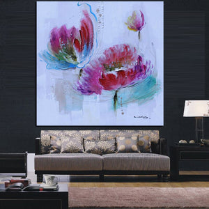 HD Print Abstract Watercolor Lotus Oil Painting on Canvas Pop Art Poster Modern Wall