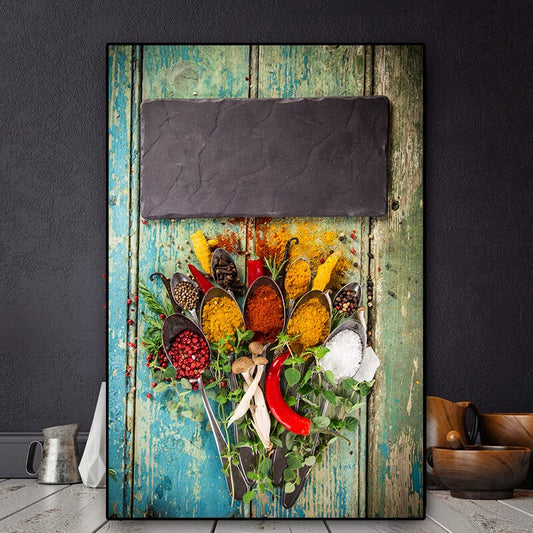 Kitchen Vegetable Grains Spices Spoon Canvas Painting Cuadros Scandinavian Posters