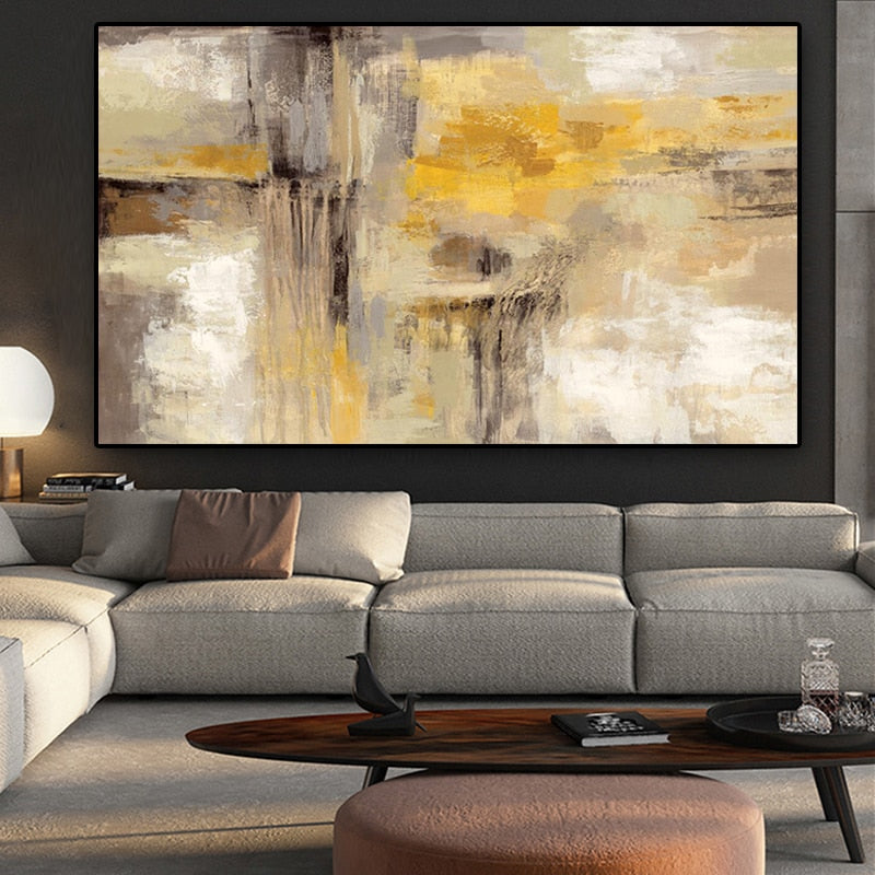 80X120CM Gold Abstract Oil painting on Canvas Scandinavian Posters and