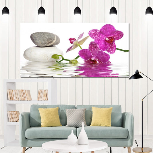 HD Print Modern Purple Orchid Zen Spa Stone Spa Stil Canvas Painting Poster Wall