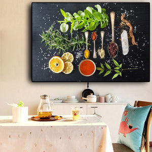 Vegetables Fruit Grains Spices Kitchen Canvas A Painting Cuadros Scandinavian Posters