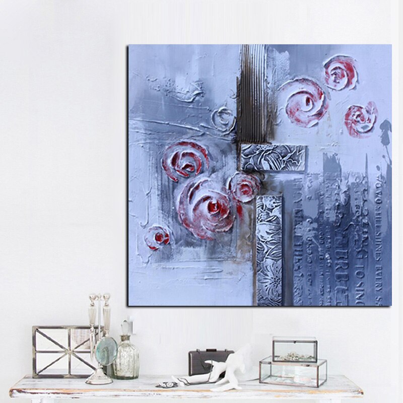 HD Print Abstract Artistic Rose Flower Oil Painting on Canvas Modern Pop Art Poster