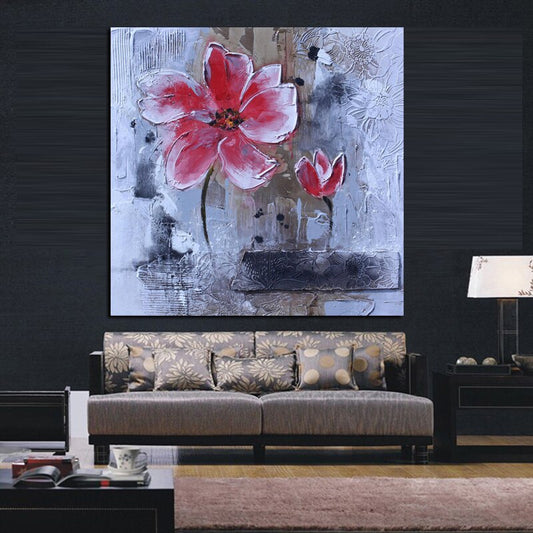 Print Modern Red Poppies Abstract Oil Painting on Canvas Modern Pop Art Poster Wall