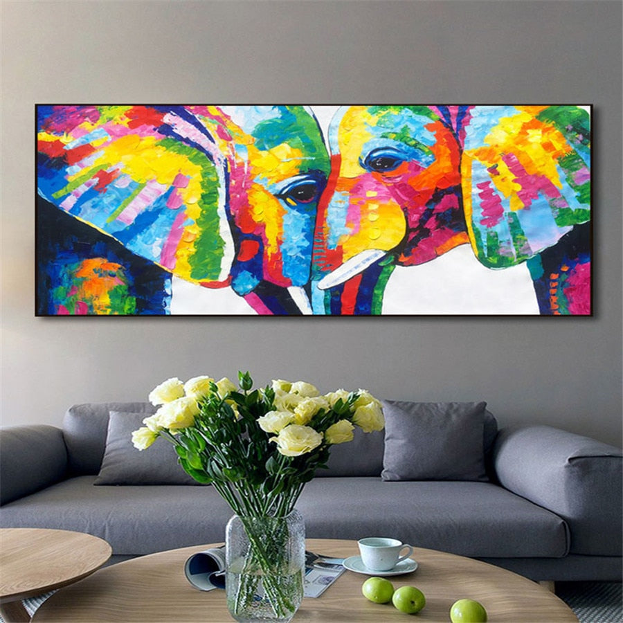 Hand-painted abstract Asian elephant African elephant elephant